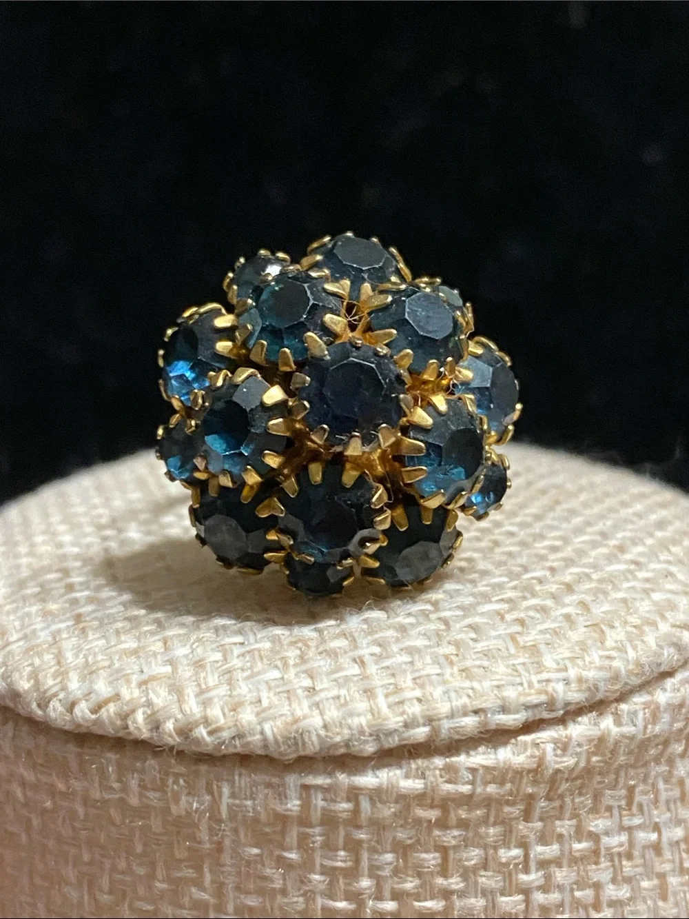 VTG Cluster Ring with Deep Blue Stones